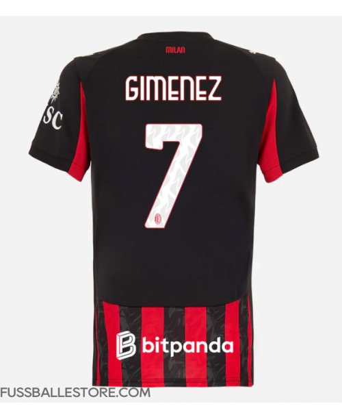 Günstige AC Milan Santiago Gimenez #7 Heimtrikot Damen 2025-26 Kurzarm Günstige AC Milan Santiago Gimenez #7 Heimtrikot Damen 2025-26 Kurzarm